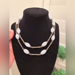 whitney kelly sterling Silver blue lace agate Necklace new 32 inches long